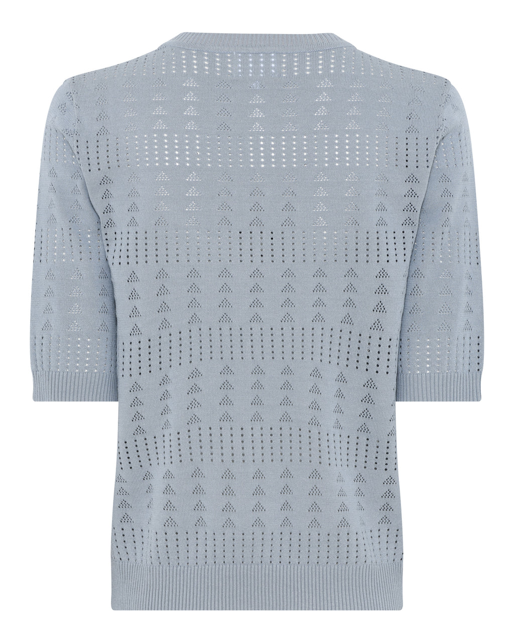 La Rouge Alma knit bluse i lyseblå med hulmønster og let viskosekvalitet.