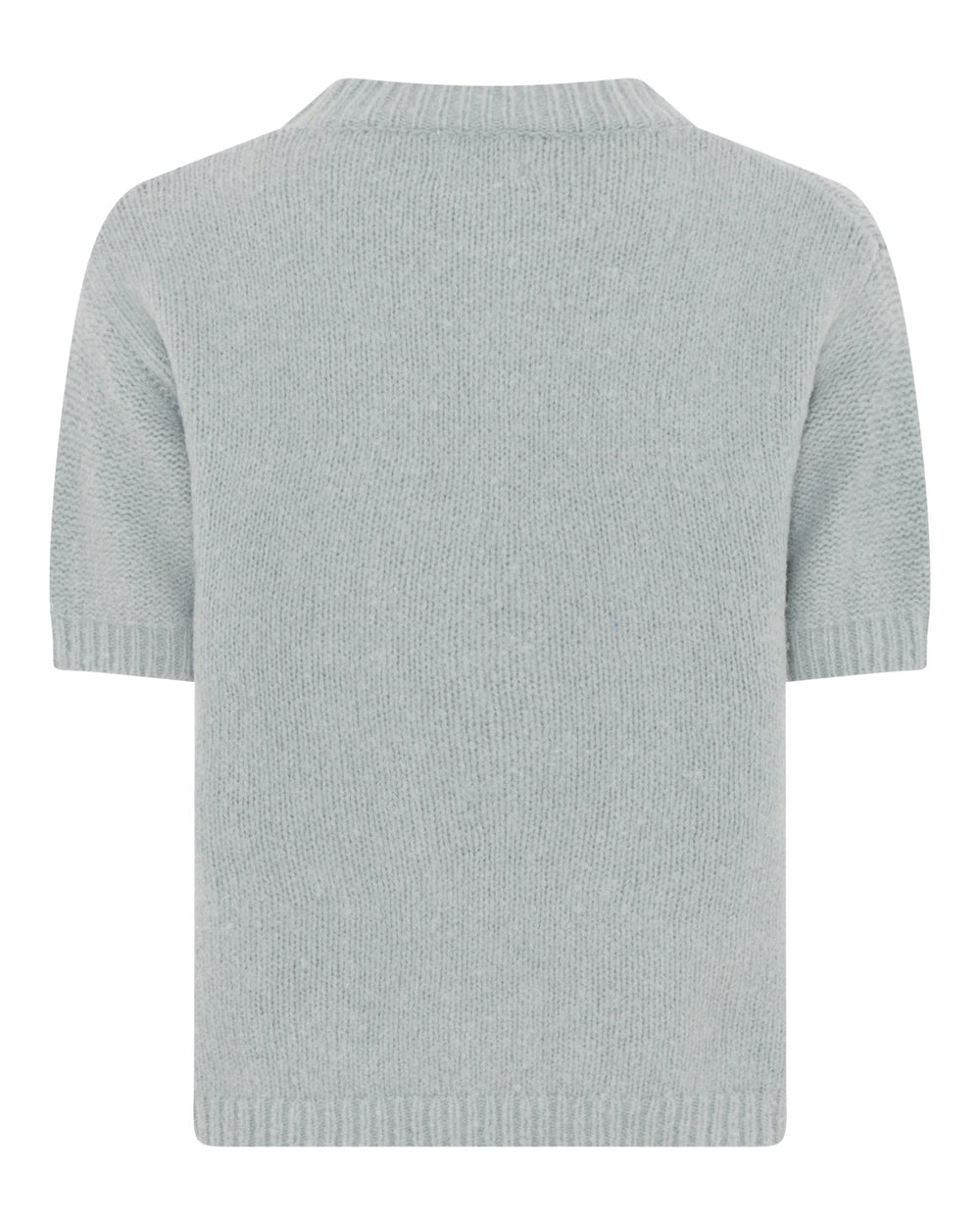 La Rouge Alpa S/S Knit i faded green – kortærmet strik med rund hals, firkantet pasform og blød alpaka- og uldblanding.
