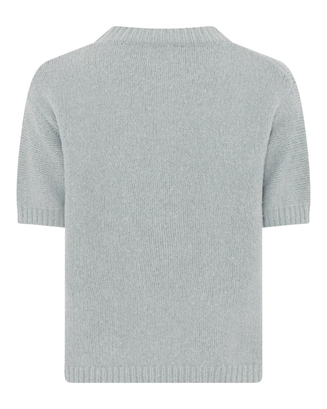 La Rouge Alpa S/S Knit i faded green – kortærmet strik med rund hals, firkantet pasform og blød alpaka- og uldblanding.
