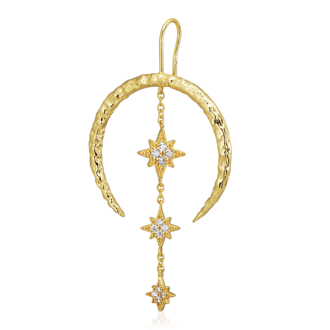 Alura Venus Earring 03 – elegante øreringe i 18K guldbelagt 925 sterlingsølv med facetslebne zirkonia og slankt, feminint design.
