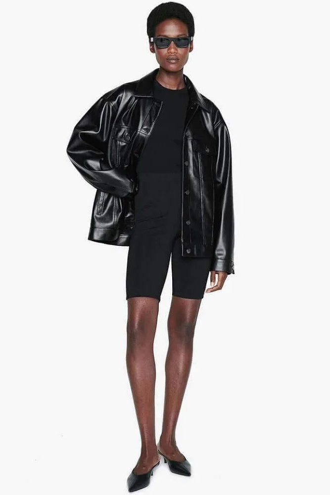 Anine Bing Rory Jacket i sort recycled leather