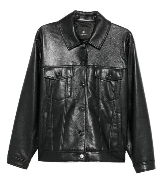 Anine Bing Rory Jacket i sort recycled leather