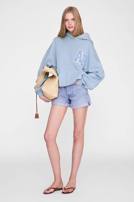 Anine Bing Harvey Letterman Hoodie i washed light blue.