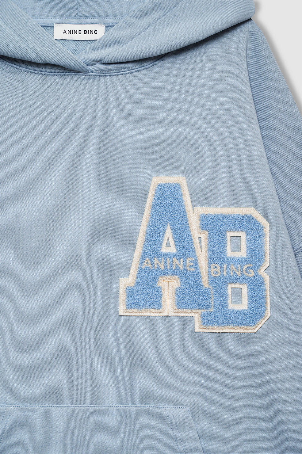 Anine Bing Harvey Letterman Hoodie i washed light blue.