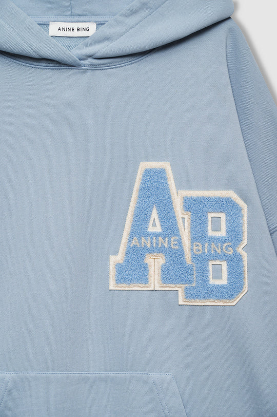 Anine Bing Harvey Letterman Hoodie i washed light blue.