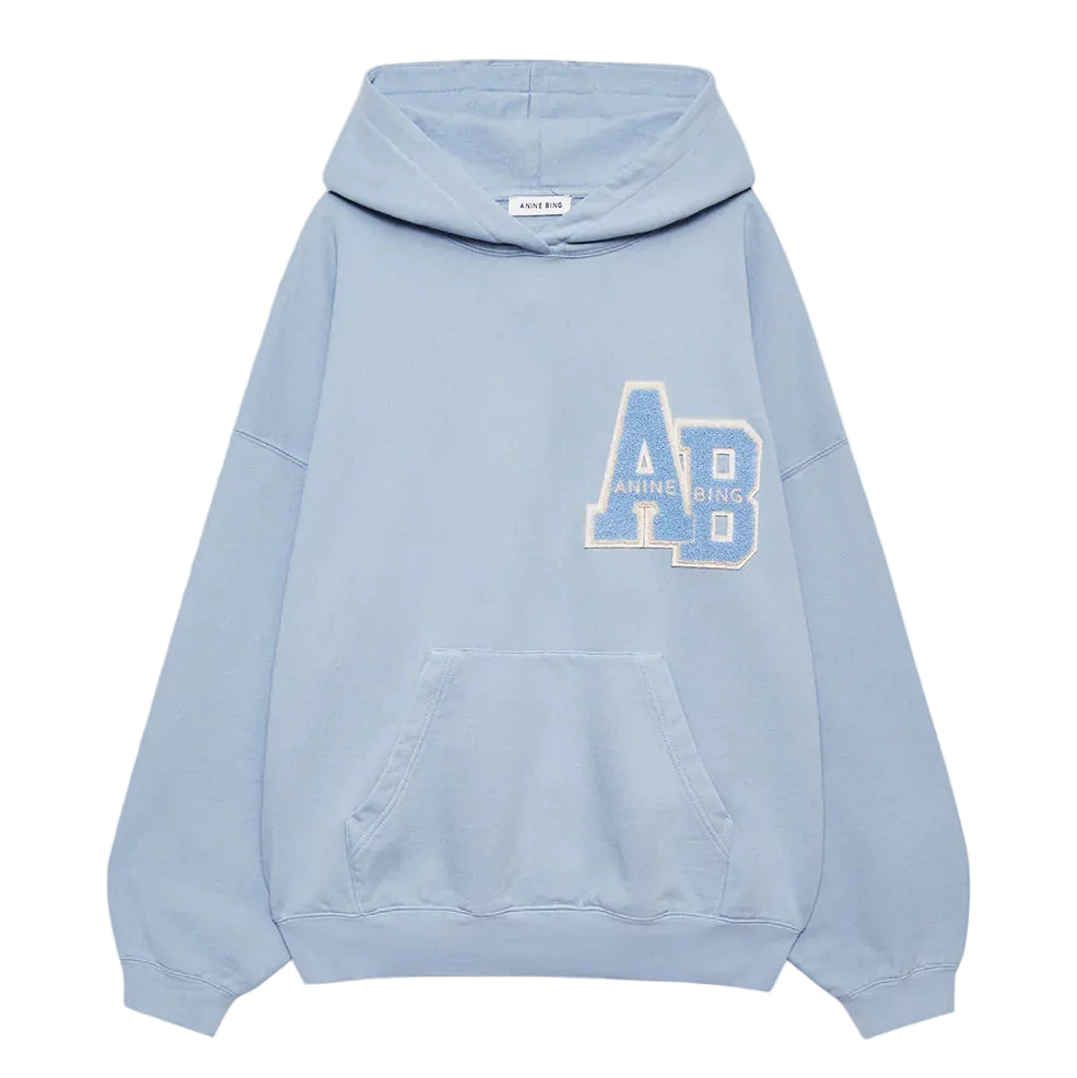 Anine Bing Harvey Letterman Hoodie i washed light blue.