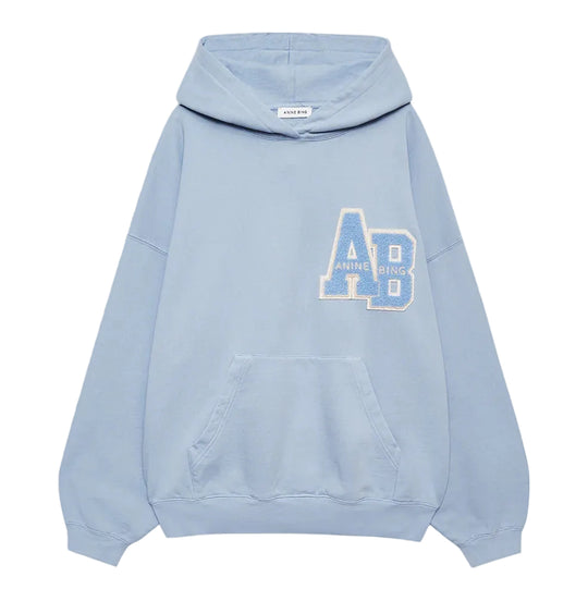 Anine Bing Harvey Letterman Hoodie i washed light blue.