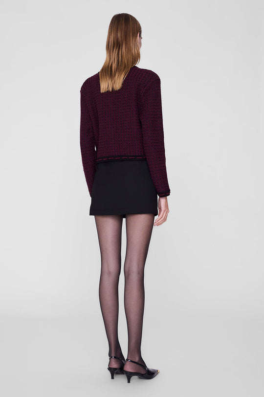 Anine Bing Nora tweed-cardigan i burgundy