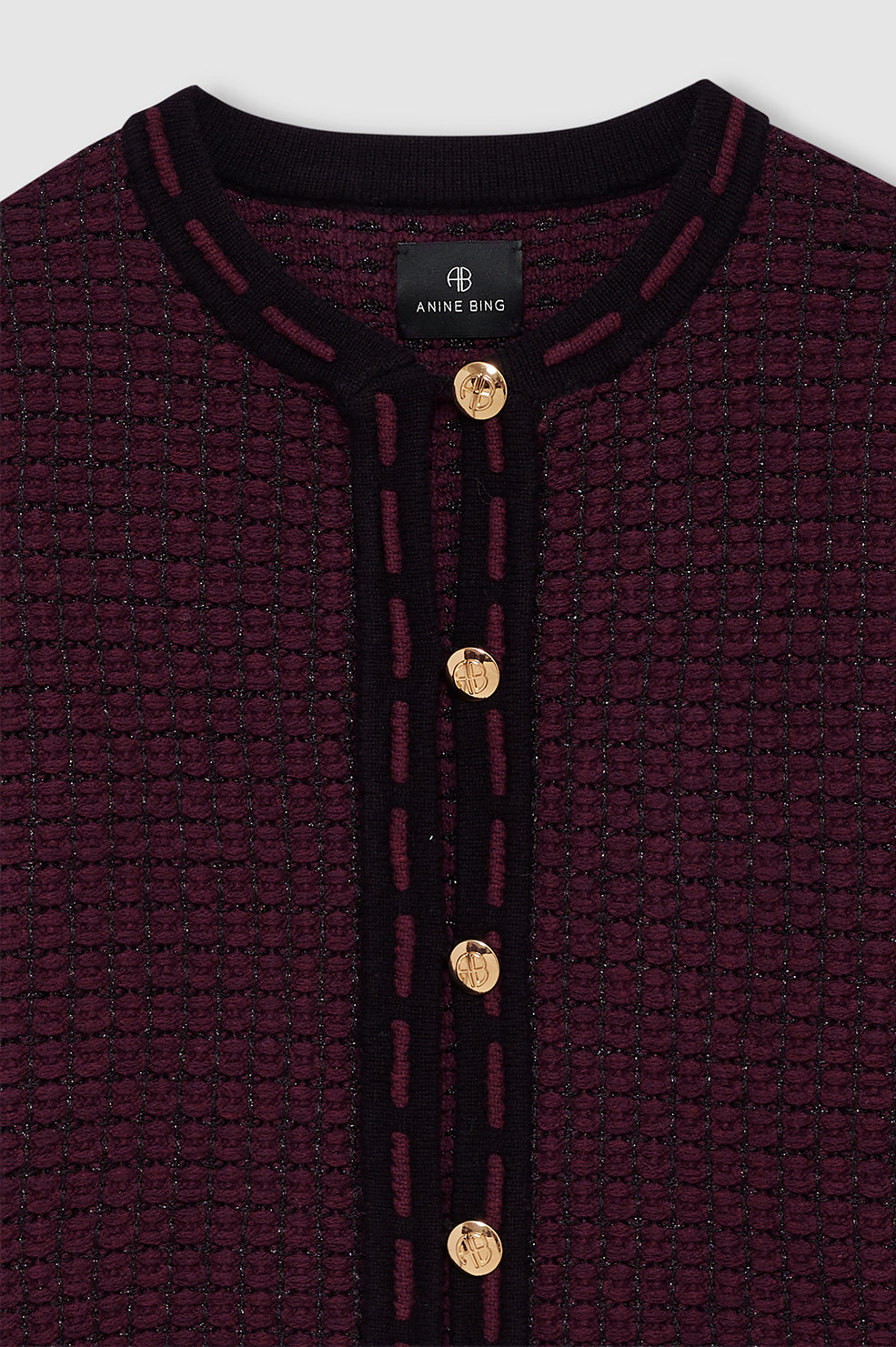 Anine Bing Nora tweed-cardigan i burgundy
