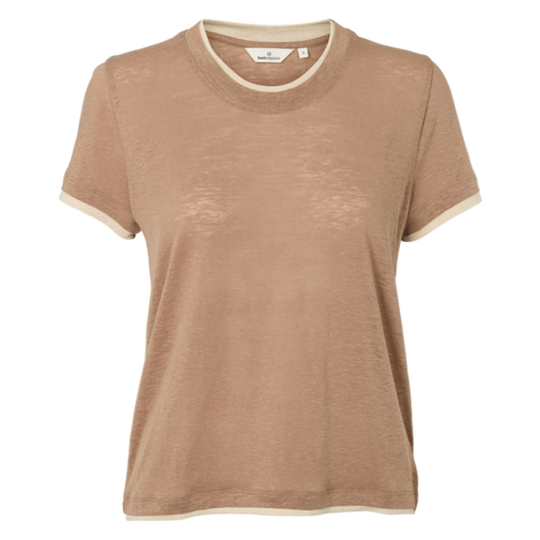 Basic Apparel Ashly Double Tee i portobella med loose fit og lag-på-lag look.