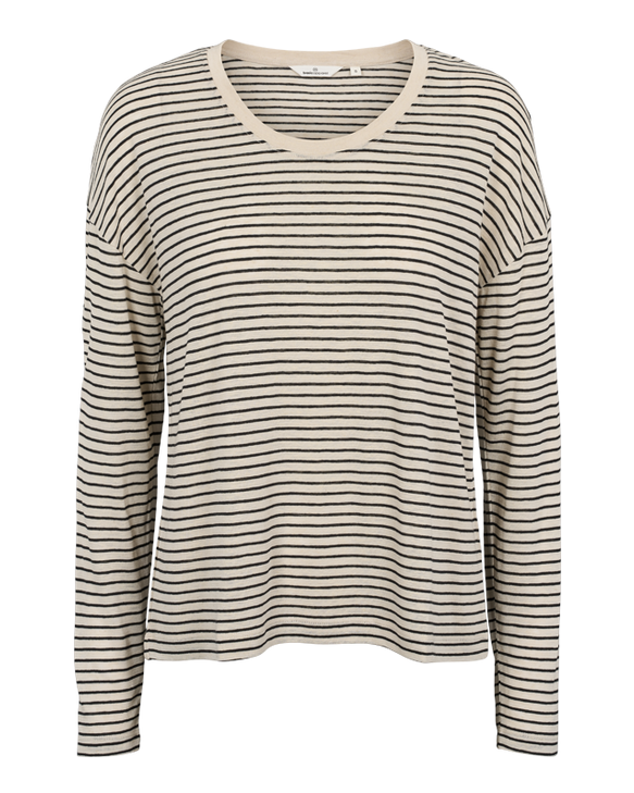 Basic Apparel Ashly LS Tee birch black – langærmet T-shirt med rund hals og løs pasform.