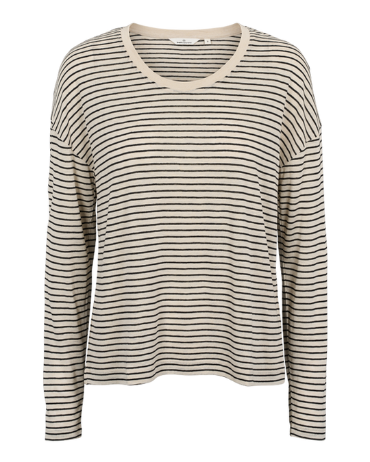 Basic Apparel Ashly LS Tee birch black – langærmet T-shirt med rund hals og løs pasform.