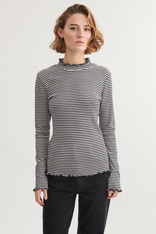 Basic Apparel | Bluse | Silma High Neck, sky captain/birch