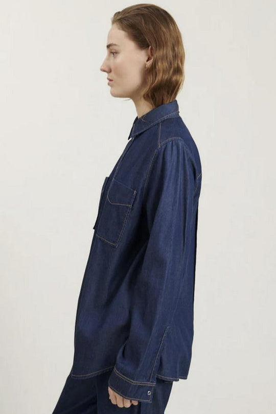 Basic Apparel Bine Shirt – Skjorte i Let Denim, Mid Blue