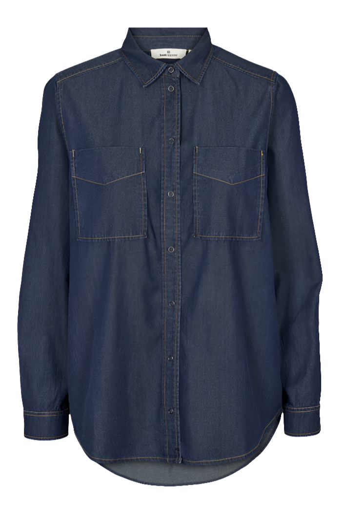 Basic Apparel Bine Shirt – Skjorte i Let Denim, Mid Blue