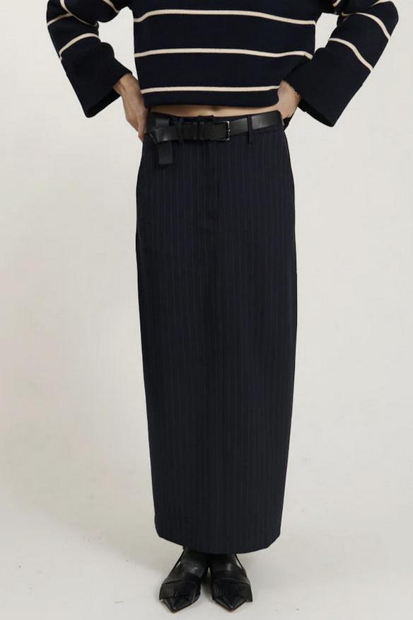 Basic Apparel Marjorie Long Skirt i Sky Captain - Lang nederdel i let genanvendt polyester