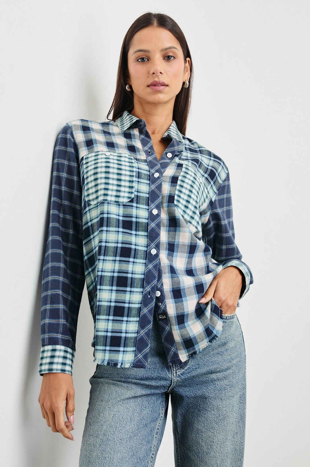 Rails Skjorte Brando | Patchwork Plaid i Sky Navy