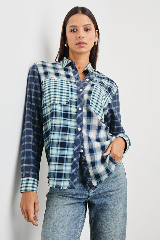 Rails Skjorte Brando | Patchwork Plaid i Sky Navy