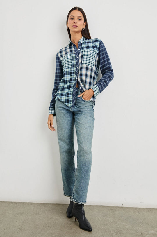 Rails Skjorte Brando | Patchwork Plaid i Sky Navy