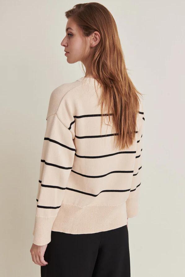 Basic Apparel | Sweater | Winie O-neck Stripe, birch/black