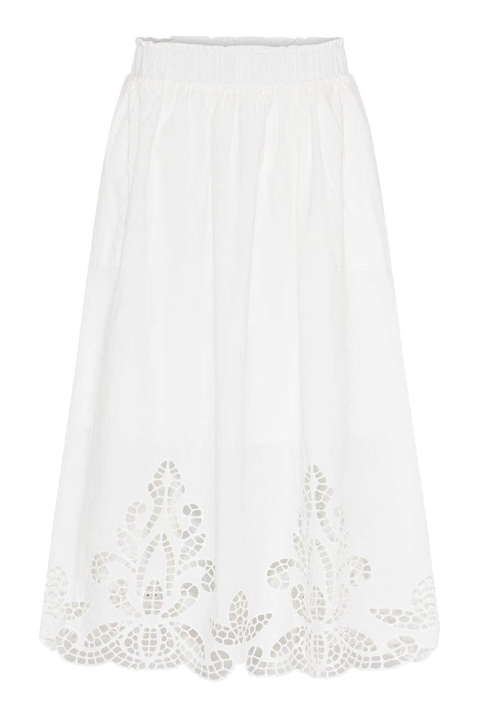 La Rouge Bea nederdel i hvid med blondekant og let bomuldskvalitet.