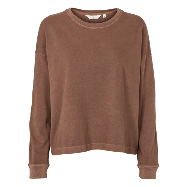 Basic Apparel Boni LS T-shirt fondue fudge – langærmet tee i økologisk bomuld med løs pasform.