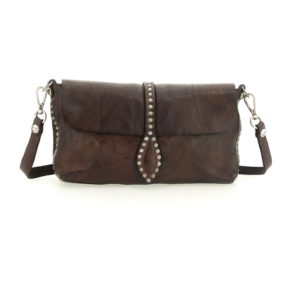 Campomaggi Artemisia crossbody taske i moro læder med nitter og justerbar rem.
