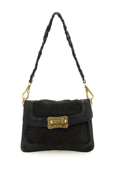 Campomaggi Agnese Small crossbody taske i sort flettet læder med justerbar rem.