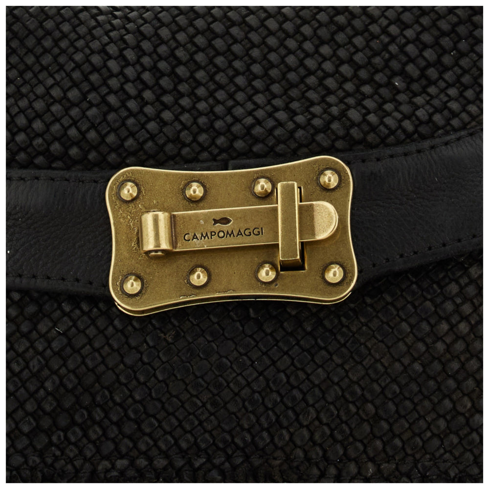 Campomaggi Agnese Small crossbody taske i sort flettet læder med justerbar rem.