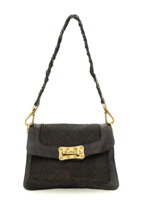 Campomaggi Agnese crossbody taske i brun flettet læder med flere rum