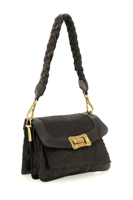 Campomaggi Agnese crossbody taske i brun flettet læder med flere rum