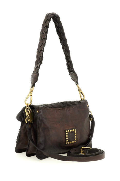 Campomaggi Agnese crossbody taske i brun flettet læder med flere rum