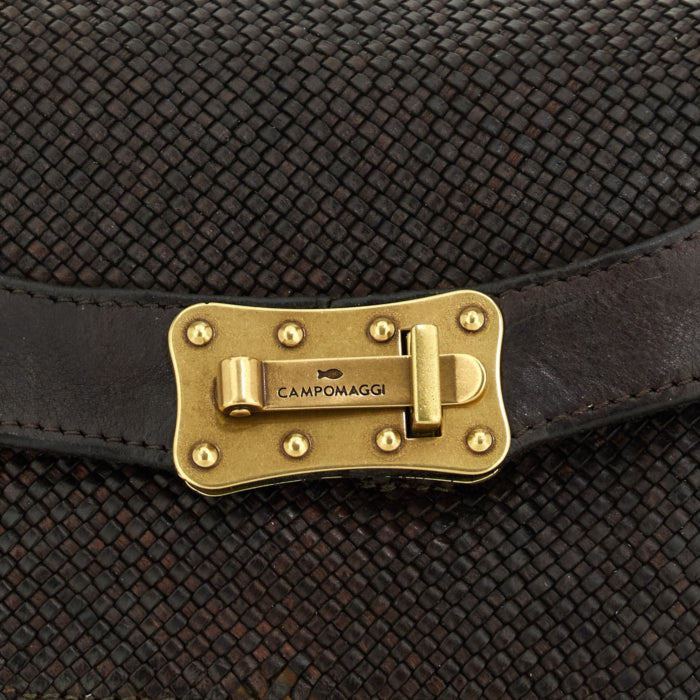 Campomaggi Agnese crossbody taske i brun flettet læder med flere rum