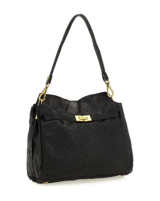 Campomaggi Ada M Shoulder Bag i sort læder.