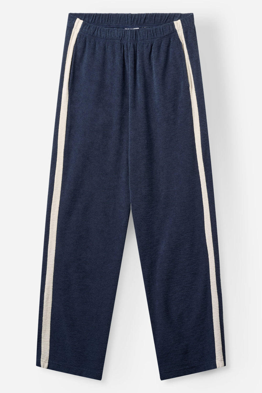 Project AJ117 Camma wide leg bukser i midnight med elastisk talje og sidepanel.