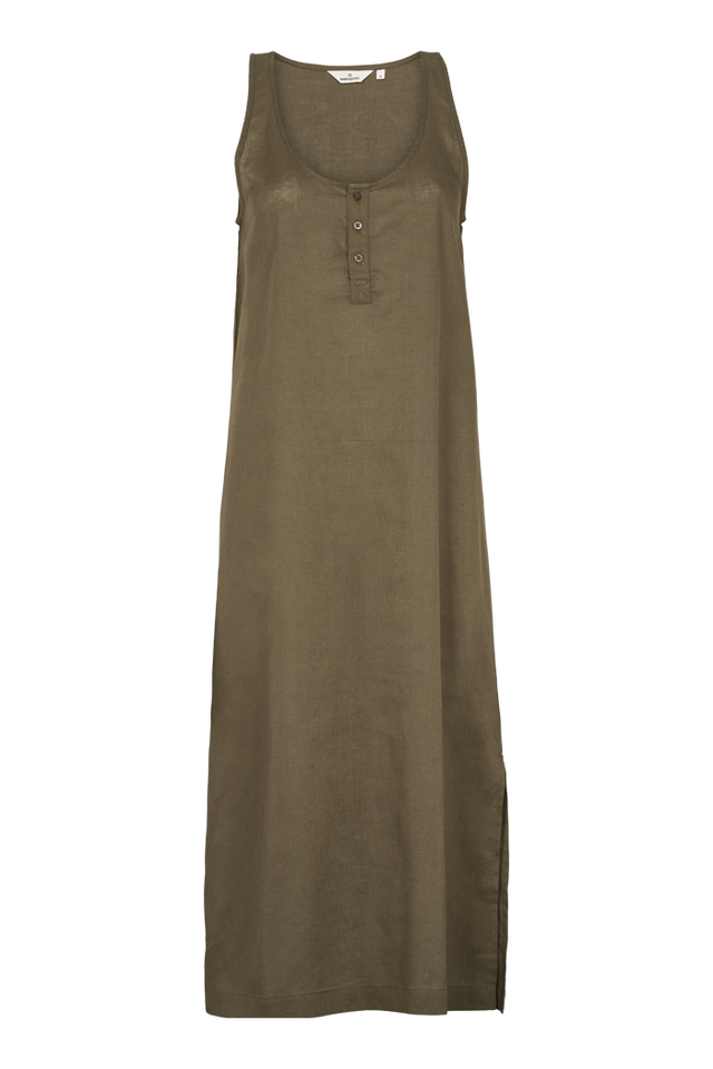 Basic Apparel Carina Tank Dress – ærmeløs kjole med løs pasform og knaplukning.
