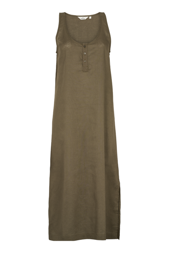 Basic Apparel Carina Tank Dress – ærmeløs kjole med løs pasform og knaplukning.