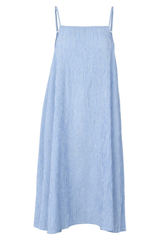 Basic Apparel Carol Strap kjole i riviera med løst fit og justerbare stropper.