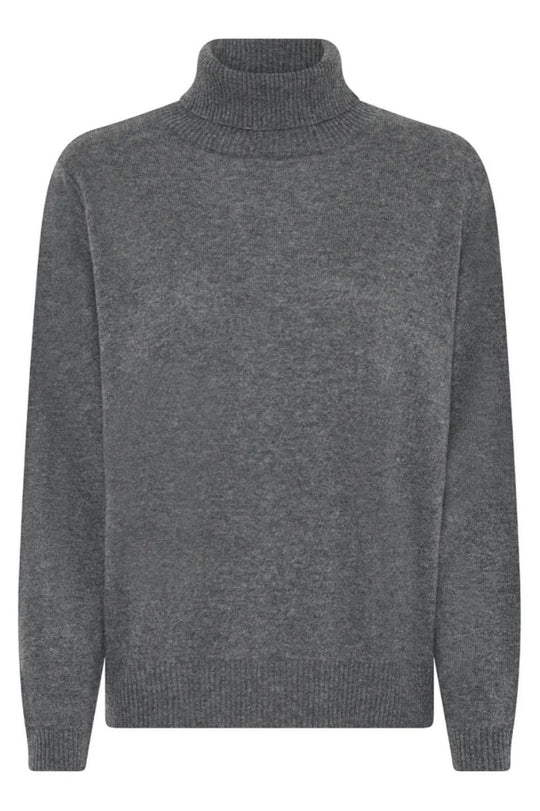 La Rouge Cassandra Knit Rollneck Sweater i Dark Grey Melange – Luksuriøs og Tidløs Rullekrave