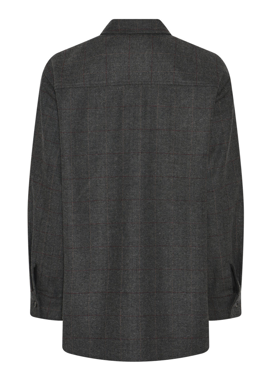 La Rouge Checki Shirt – brown overshirt med ternet mønster, skjortekrave og brystlommer.
