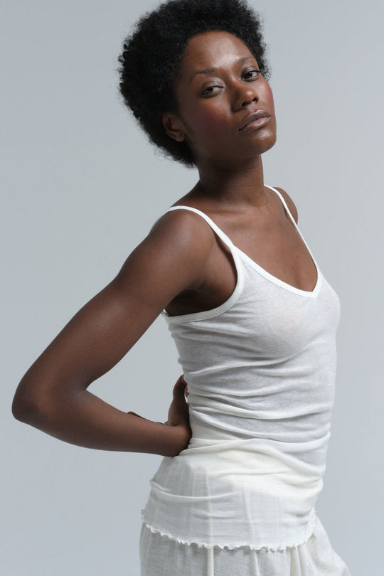 Seamless Basic | Top | Cotton Spaghetti, off-white