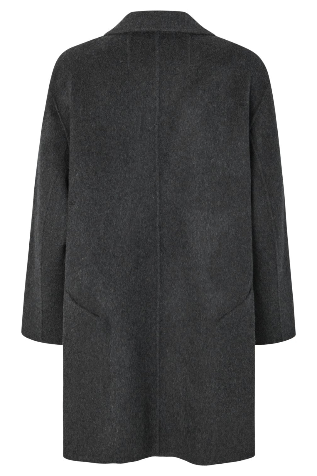 Rabens Saloner Leanna Double Felt Wool frakke i mørkegrå melange hel figur