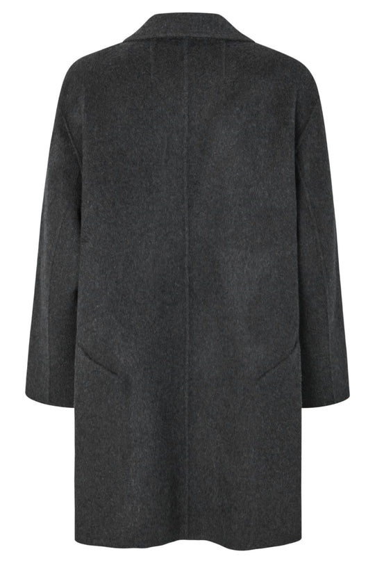 Rabens Saloner Leanna Double Felt Wool frakke i mørkegrå melange hel figur