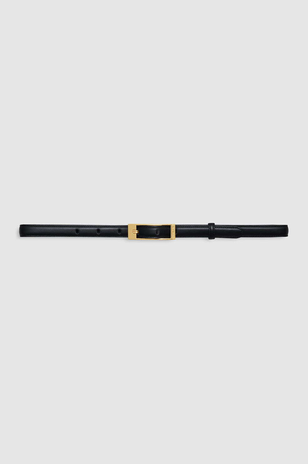 Anine Bing Elly Belt Smooth Leather i black med guldfarvet spænde.