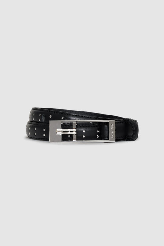 Anine Bing Elly Belt Studs Smooth Leather i black med dekorative nitter.