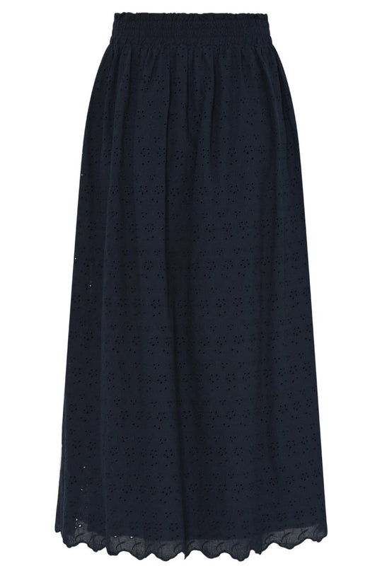 La Rouge Emma Skirt i Navy – Feminin Nederdel i Broderi Anglaise 