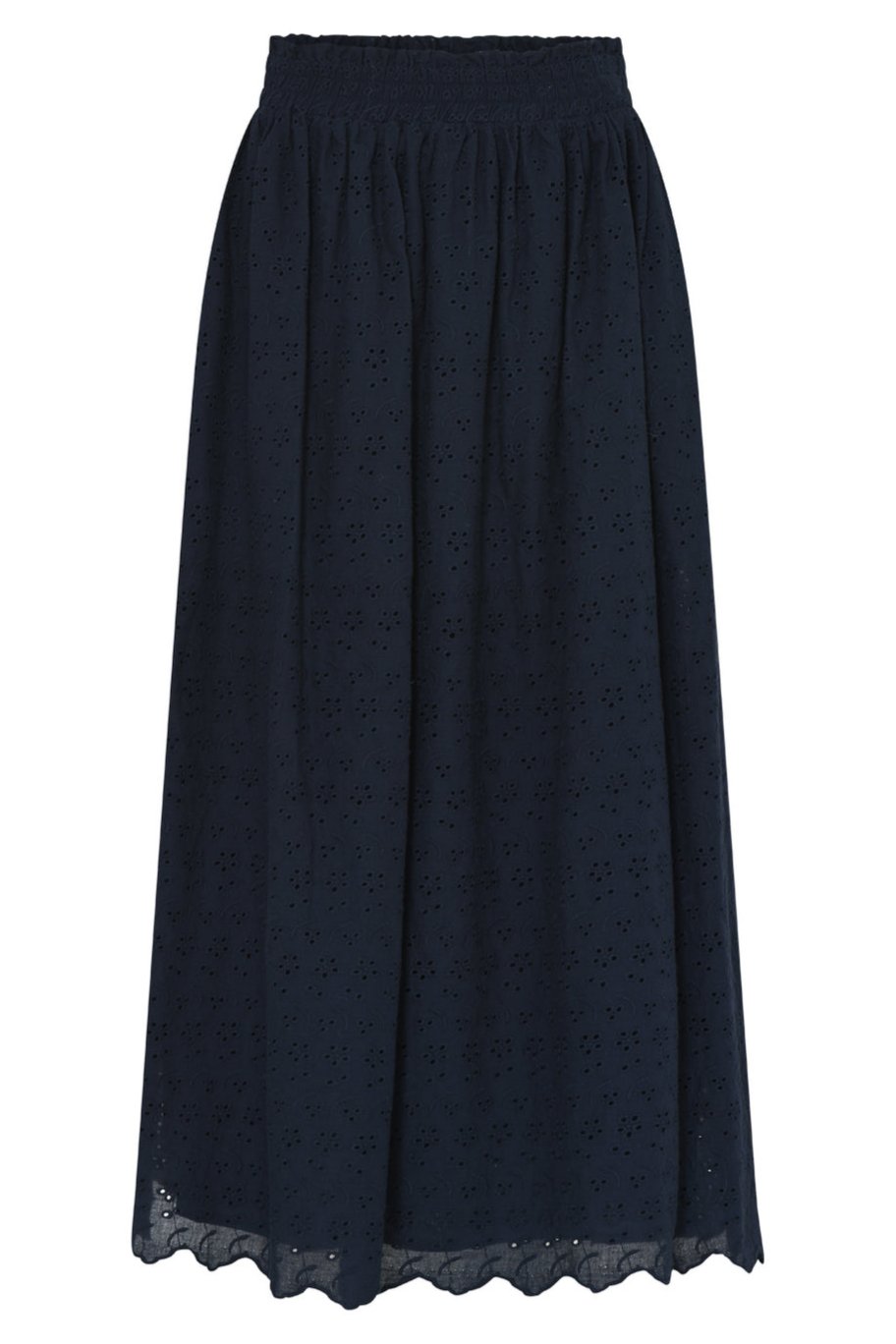 La Rouge Emma Skirt i Navy – Feminin Nederdel i Broderi Anglaise 