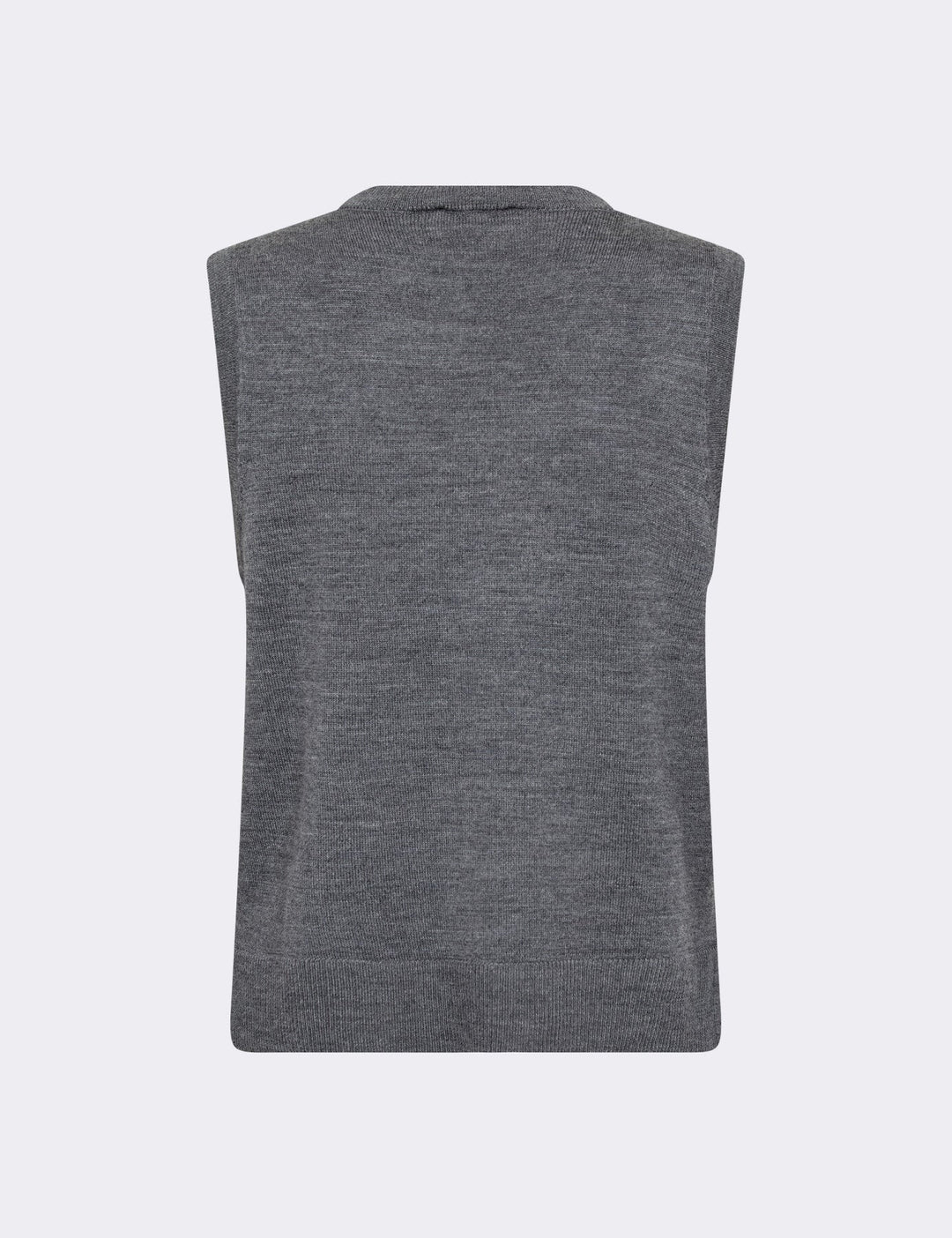 Levete Room Ismaila 11 vest i mørkegrå, strikket i 100% merinould med knaplukning og rund hals.

