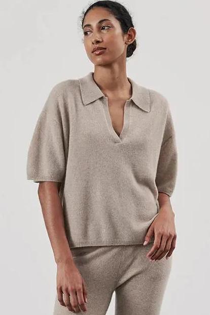 Sweater | Beta Studios Fie Polo Tee Cashmere, sand melange
