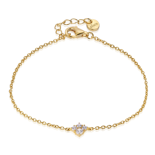 Alura Copenhagen Gaia Bracelet 01 – forgyldt armbånd i 925 sterling sølv med facetslebne zirkonia og justerbar længde 16+2 cm.
